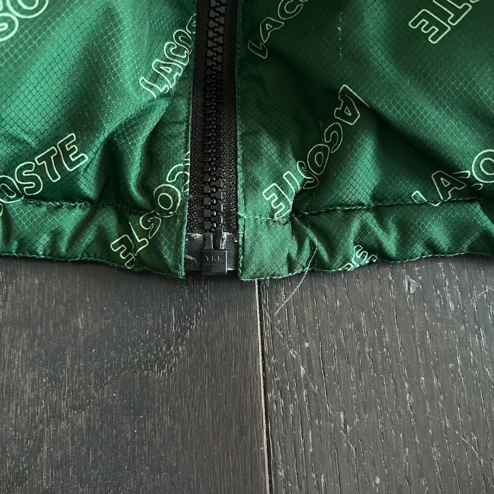 Lacoste L!VE Men's black green logo Print Reversible Quilted Jacket size 38 - Picture 11 of 15